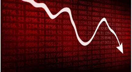 Nifty at 26,050 and Sensex down 430 points showing market decline on Dalal Street.